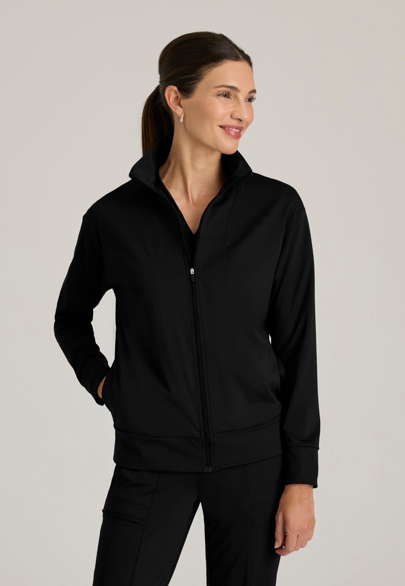 Ease Warm-Up Jacket - Black - Jen's Scrubs
